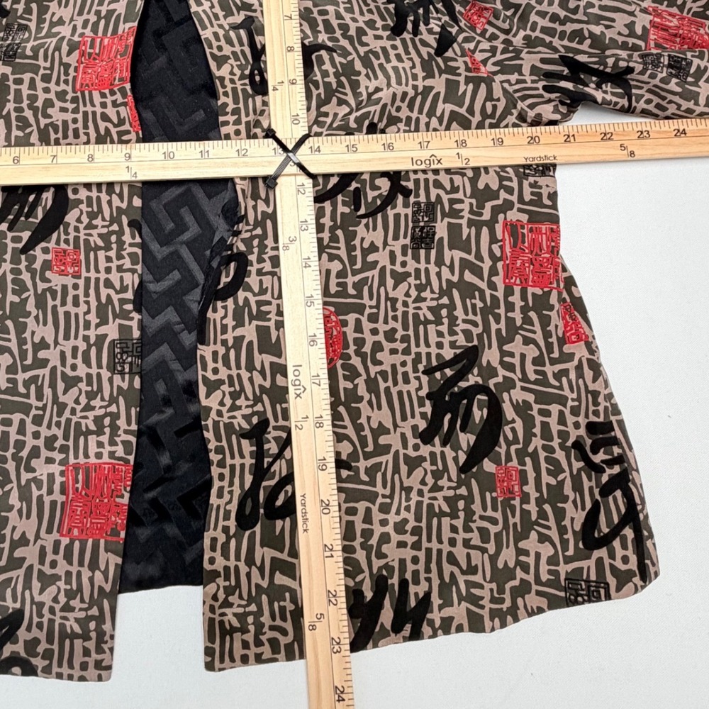 Vintage Reversible 100% Silk Mandarin Medium Jacket Geometric Jacquard Lagenlook - Picture 6 of 9